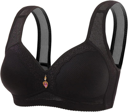 Women'S Bras Wireless Full Coverage Lace Bras plus Size Minimizer Non Padded Comfort Soft Bra Everday Bras U-black / 42B-C