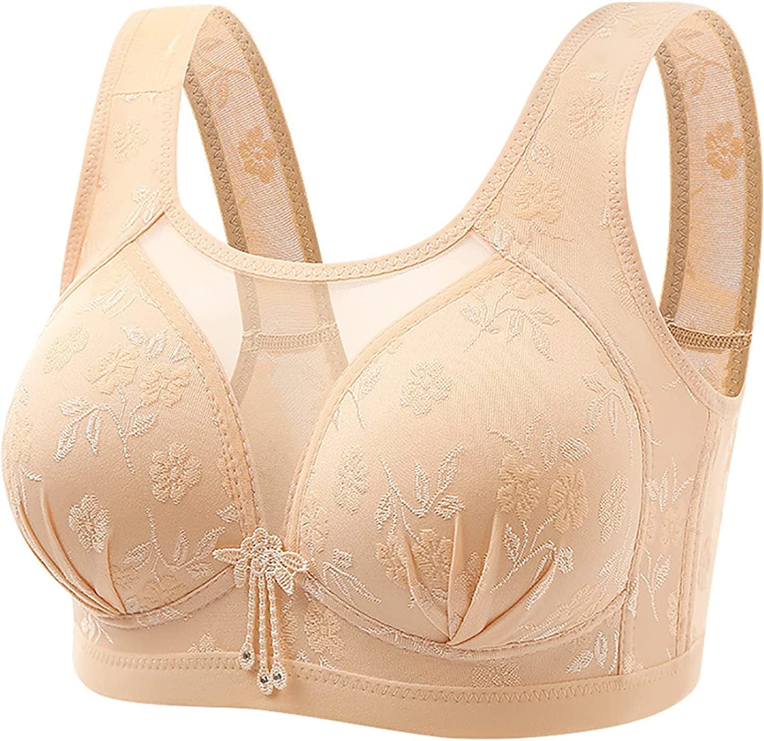 Women'S Bras Wireless Full Coverage Lace Bras plus Size Minimizer Non Padded Comfort Soft Bra Everday Bras Beige / 36B-C