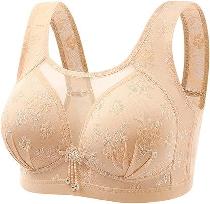 Women'S Bras Wireless Full Coverage Lace Bras plus Size Minimizer Non Padded Comfort Soft Bra Everday Bras Beige / 36B-C