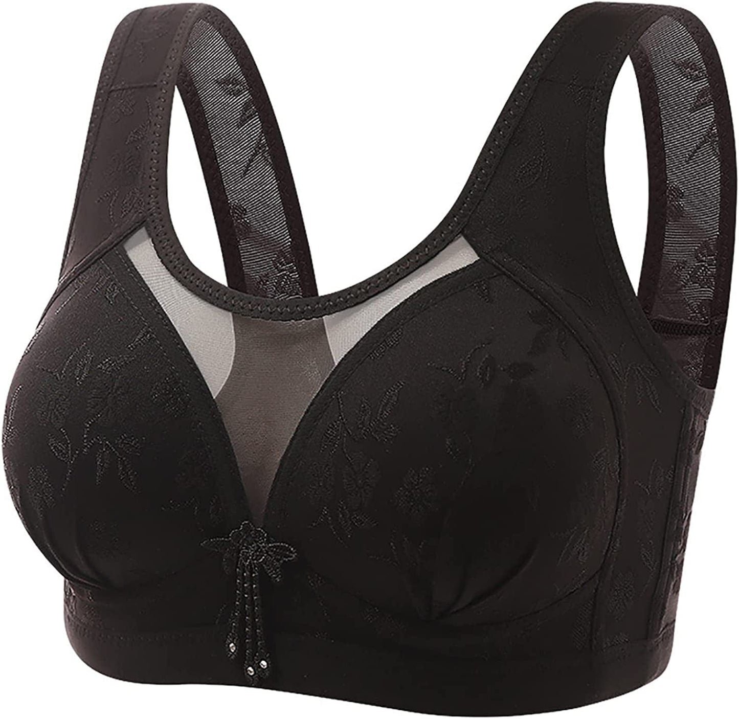 Women'S Bras Wireless Full Coverage Lace Bras plus Size Minimizer Non Padded Comfort Soft Bra Everday Bras Black / 38B-C