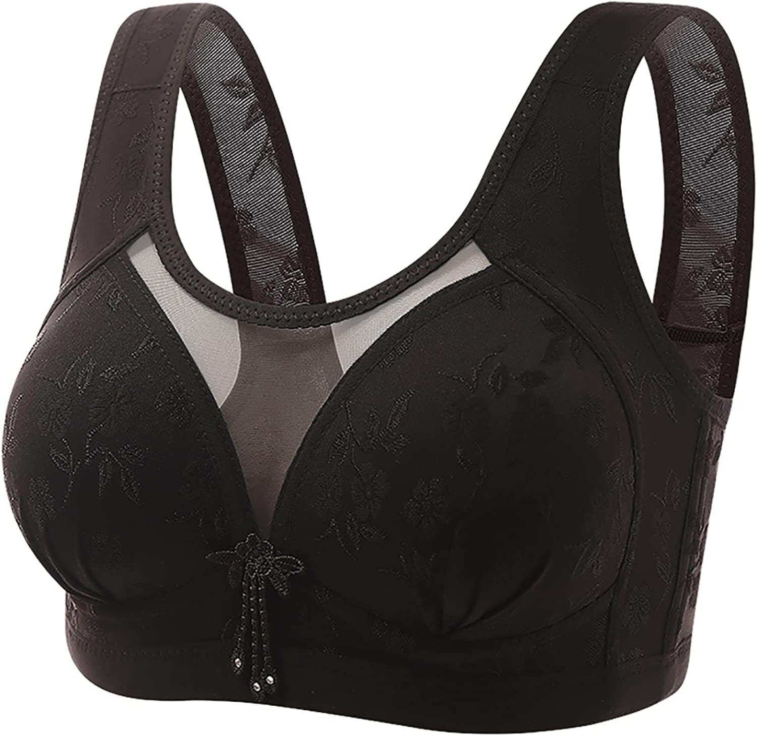 Women'S Bras Wireless Full Coverage Lace Bras plus Size Minimizer Non Padded Comfort Soft Bra Everday Bras Black / 38B-C