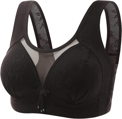 Women'S Bras Wireless Full Coverage Lace Bras plus Size Minimizer Non Padded Comfort Soft Bra Everday Bras Black / 38B-C
