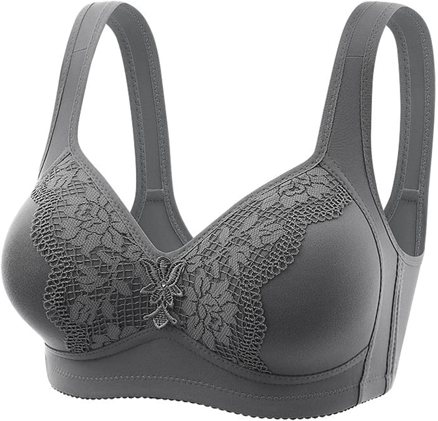 Women'S Bras Wireless Full Coverage Lace Bras plus Size Minimizer Non Padded Comfort Soft Bra Everday Bras R-gray / 40B-C