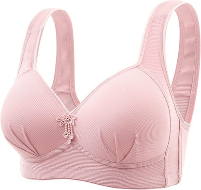 Women'S Bras Wireless Full Coverage Lace Bras plus Size Minimizer Non Padded Comfort Soft Bra Everday Bras S-pink / 46B-C