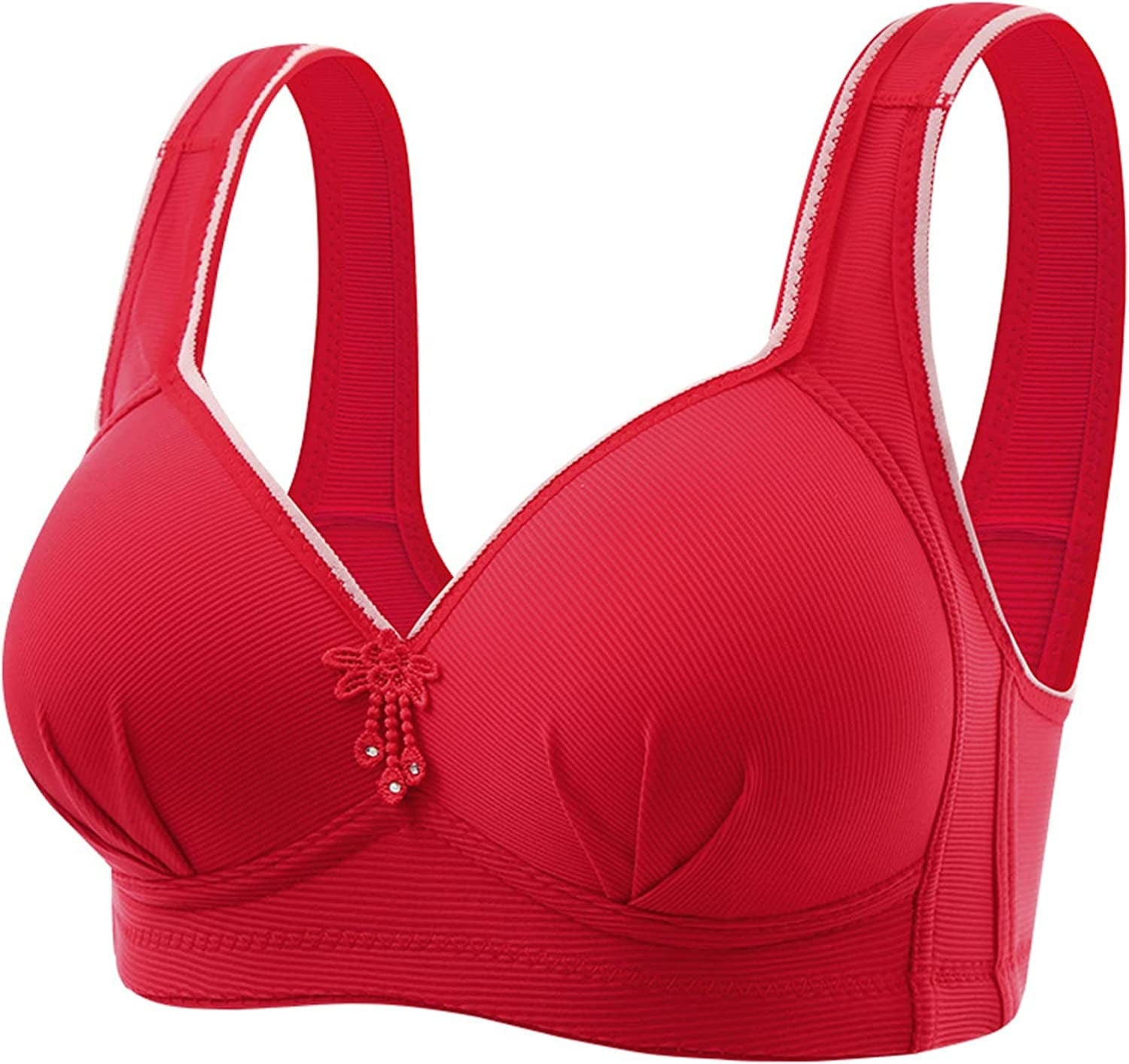 Women'S Bras Wireless Full Coverage Lace Bras plus Size Minimizer Non Padded Comfort Soft Bra Everday Bras S-red / 38B-C