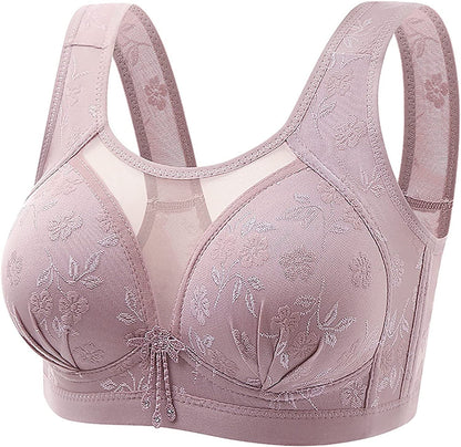 Women'S Bras Wireless Full Coverage Lace Bras plus Size Minimizer Non Padded Comfort Soft Bra Everday Bras Purple / 40B-C