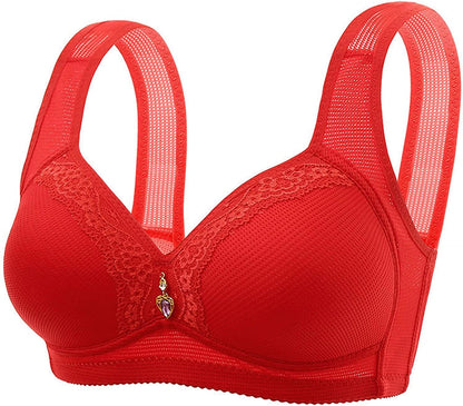 Women'S Bras Wireless Full Coverage Lace Bras plus Size Minimizer Non Padded Comfort Soft Bra Everday Bras U-red / 40B-C