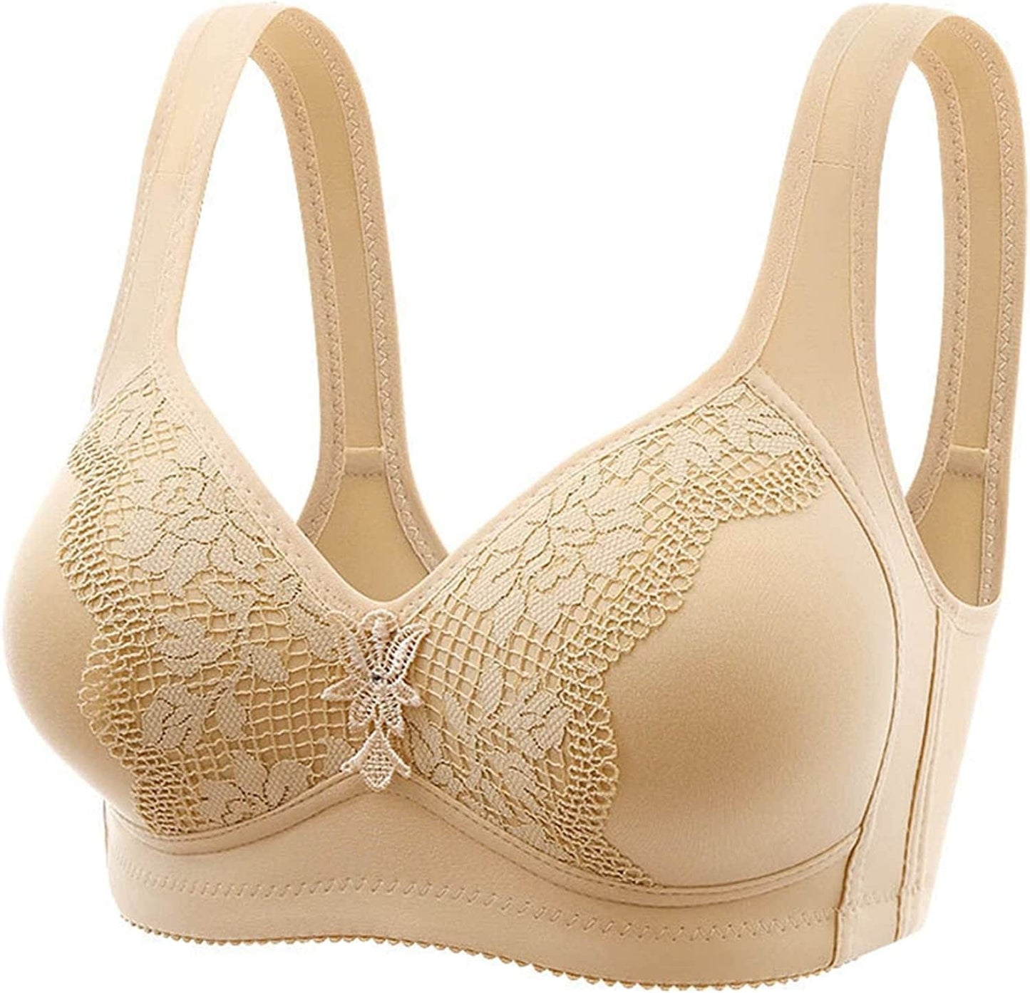 Women'S Bras Wireless Full Coverage Lace Bras plus Size Minimizer Non Padded Comfort Soft Bra Everday Bras R-beige / 40B-C