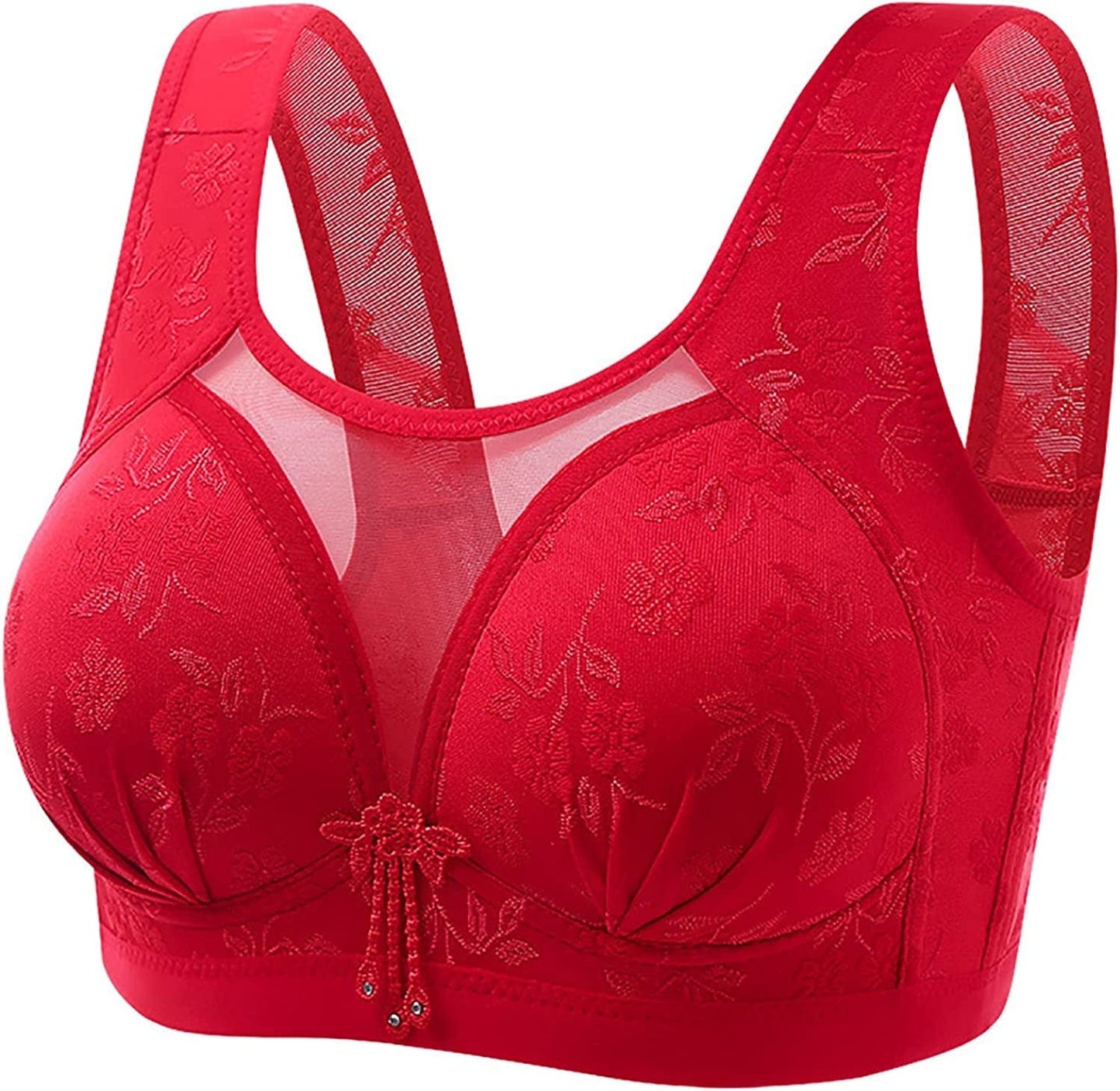 Women'S Bras Wireless Full Coverage Lace Bras plus Size Minimizer Non Padded Comfort Soft Bra Everday Bras Red / 44B-C