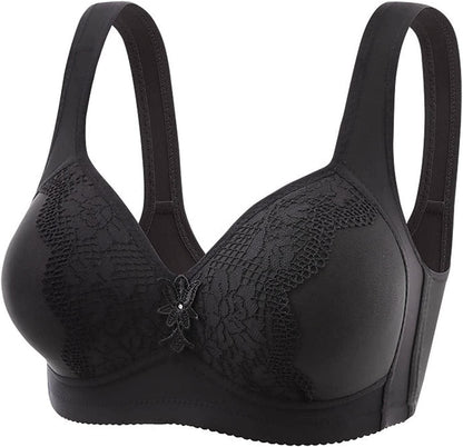 Women'S Bras Wireless Full Coverage Lace Bras plus Size Minimizer Non Padded Comfort Soft Bra Everday Bras R-black / 40B-C