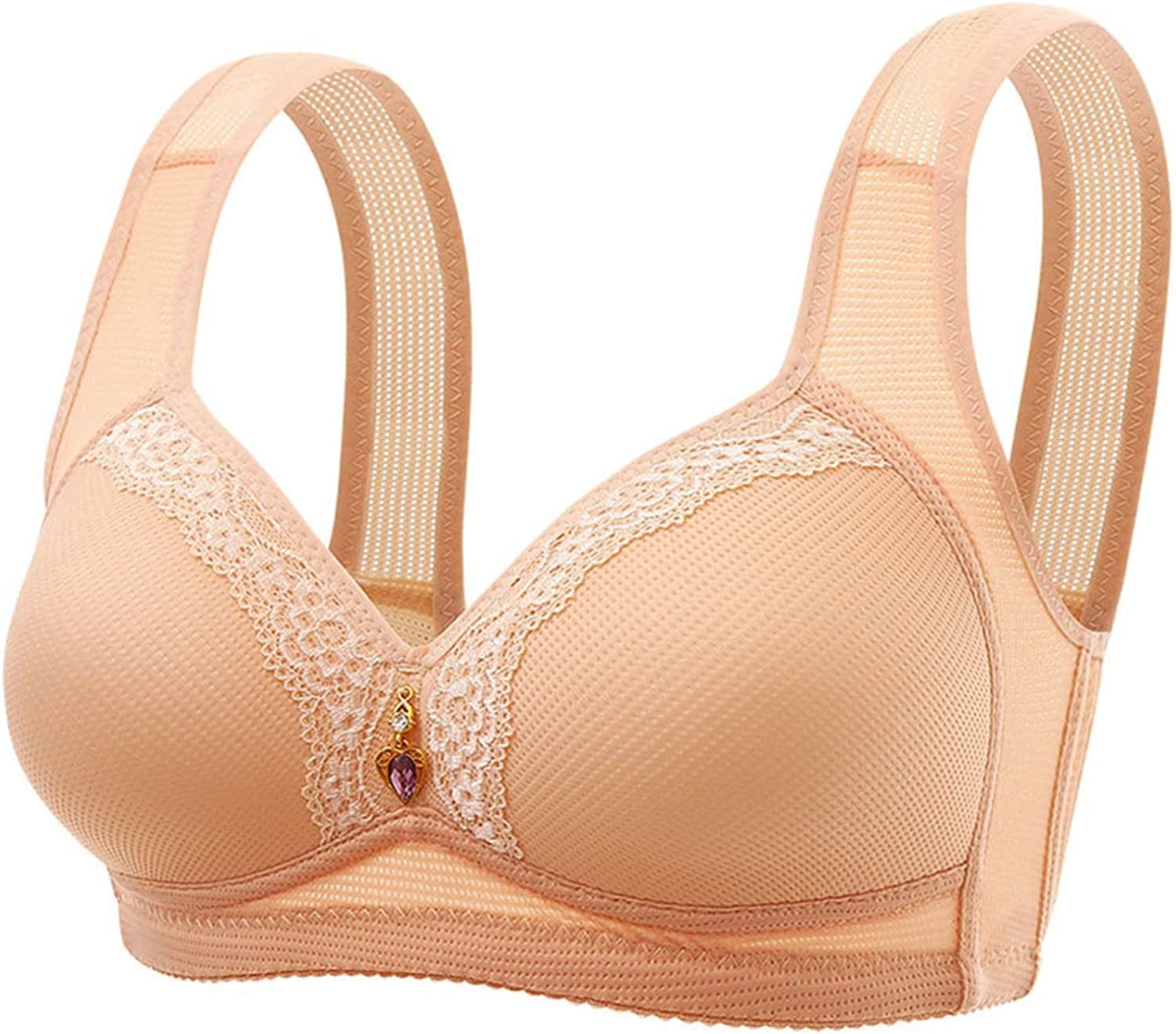 Women'S Bras Wireless Full Coverage Lace Bras plus Size Minimizer Non Padded Comfort Soft Bra Everday Bras U-beige / 46B-C