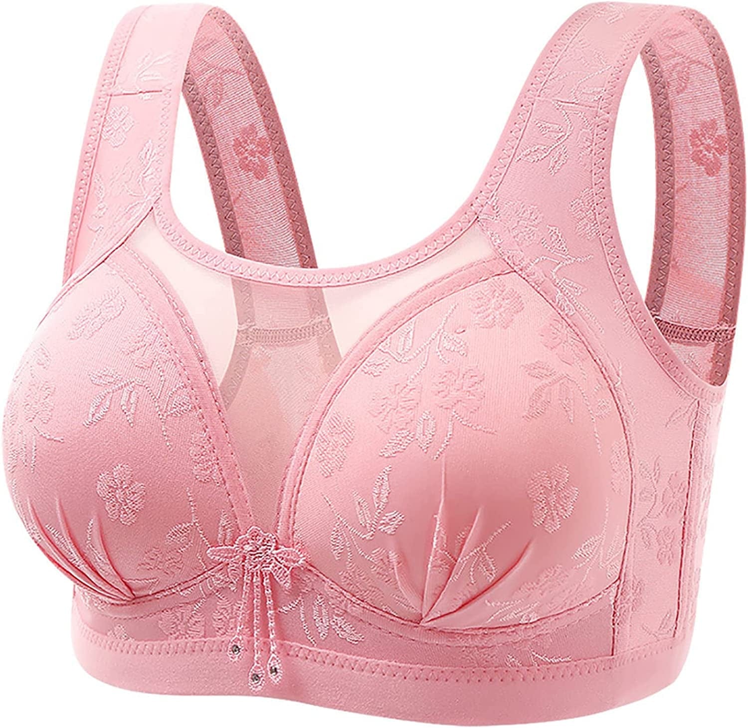 Women'S Bras Wireless Full Coverage Lace Bras plus Size Minimizer Non Padded Comfort Soft Bra Everday Bras Pink / 36B-C
