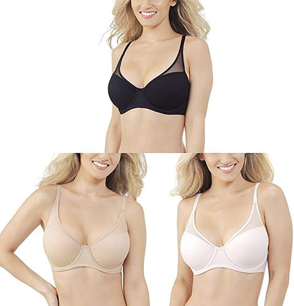 Women'S Breathable Luxe Full Coverage Padded Underwire Bra 75291 Midnight Black/Honey Beige/Sheer Quartz / 34C