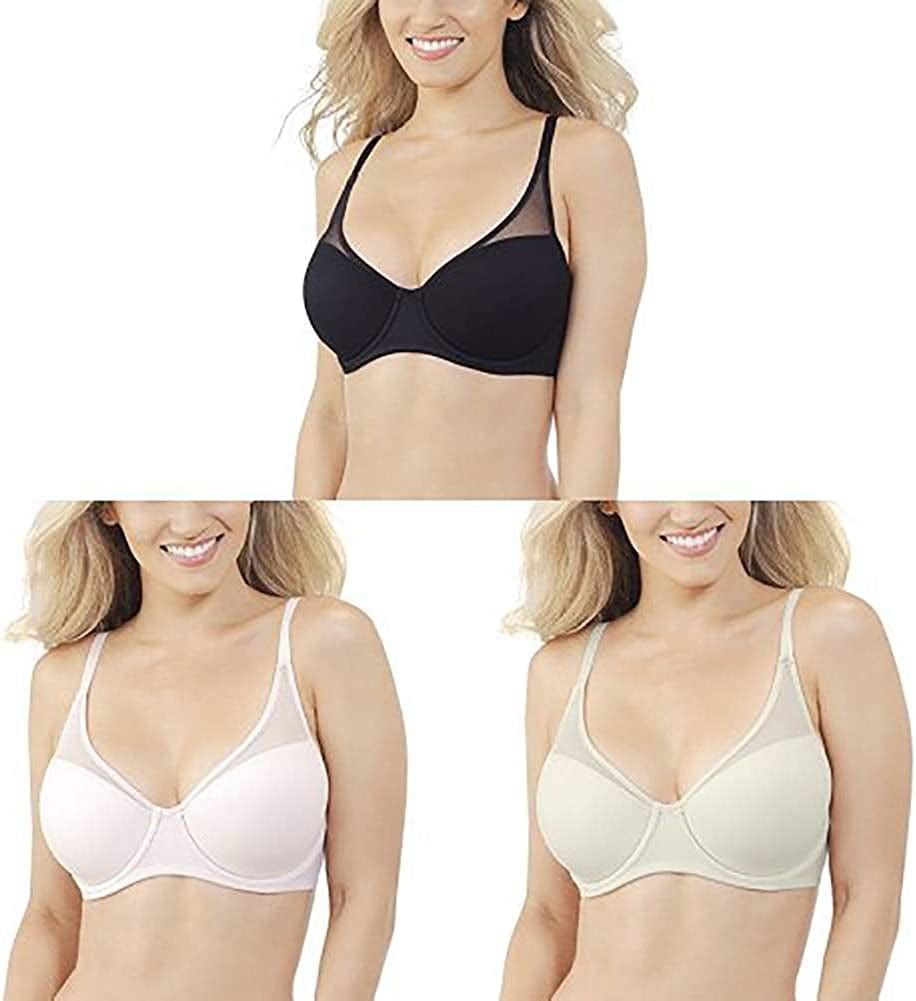 Women'S Breathable Luxe Full Coverage Padded Underwire Bra 75291 Midnight Black/Sheer Quartz/Coconut White / 36C