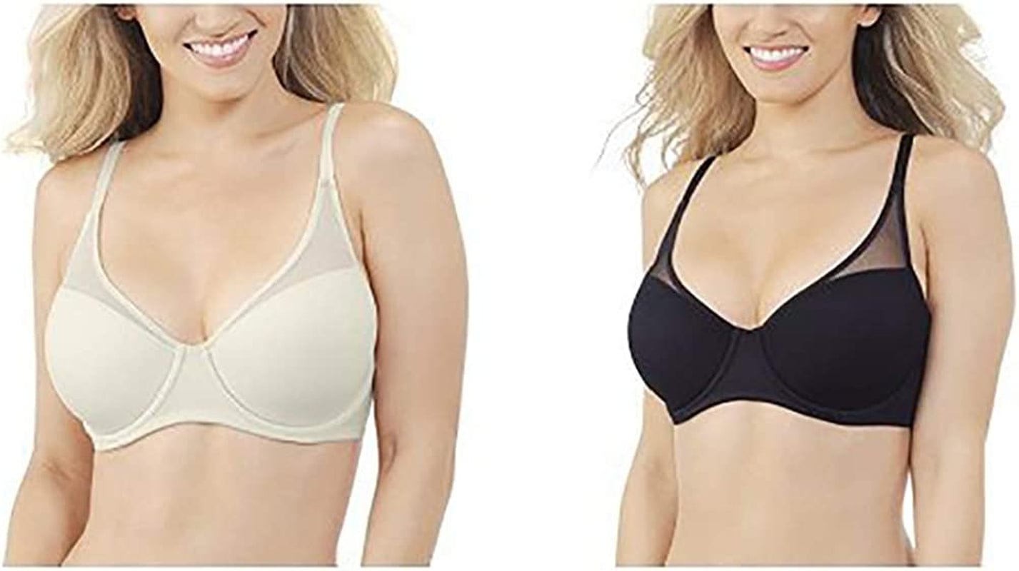 Women'S Breathable Luxe Full Coverage Padded Underwire Bra 75291 Coconut White/Midnight Black / 34C