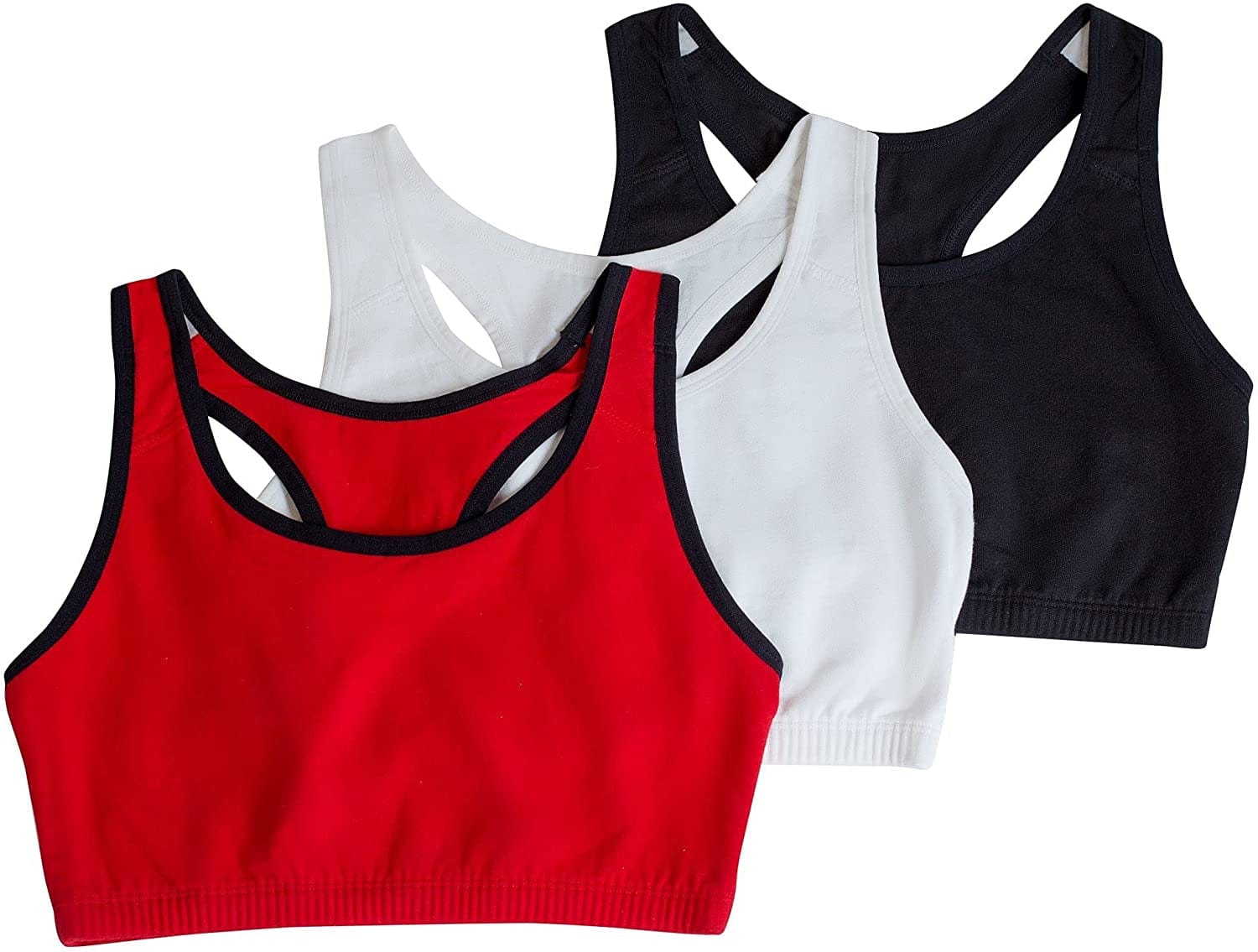 Women'S Built up Tank Style Sports Bra Red Hot With Black/White/Black / 34