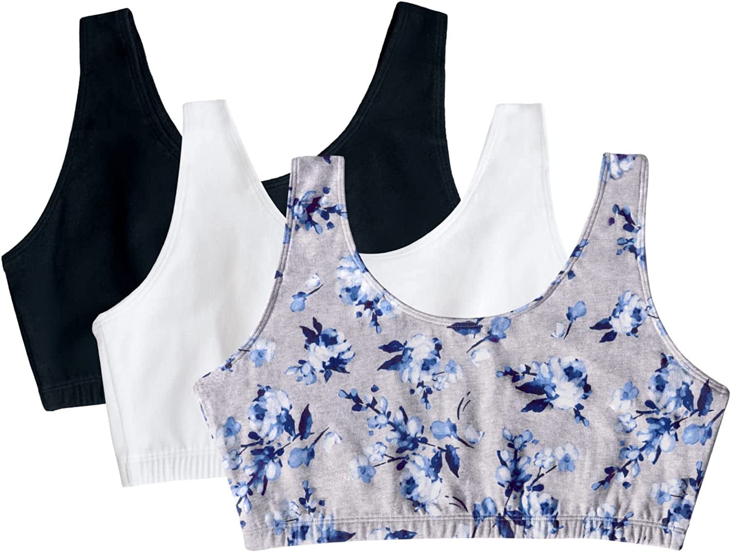 Women'S Built up Tank Style Sports Bra Rose Impression Print/White/Blue / 44