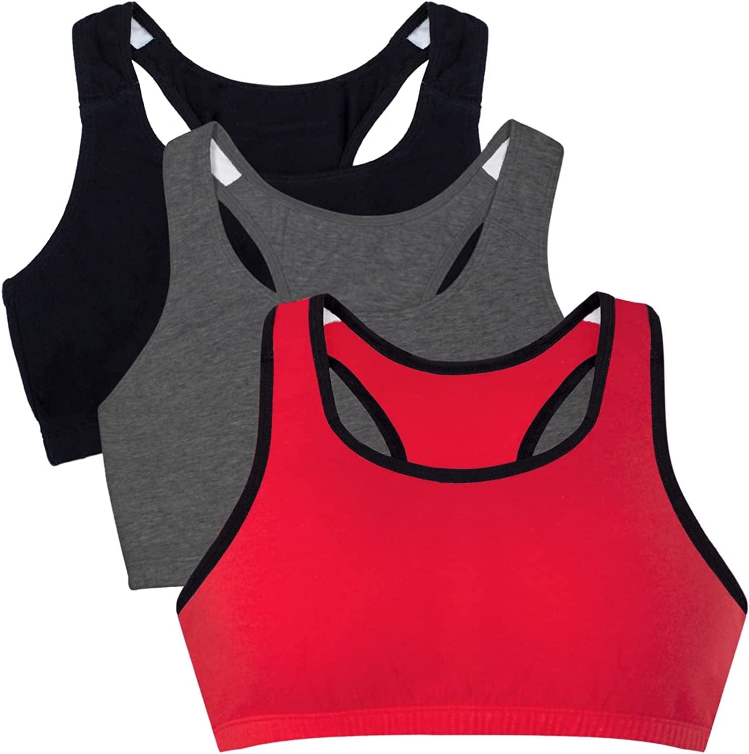 Women'S Built up Tank Style Sports Bra Red Hot With Black/Charcoal/Black / 44