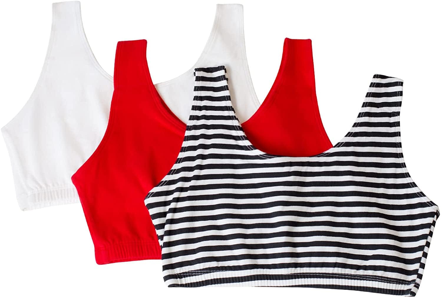 Women'S Built up Tank Style Sports Bra Skinny Stripe/White/Red Hot / 44