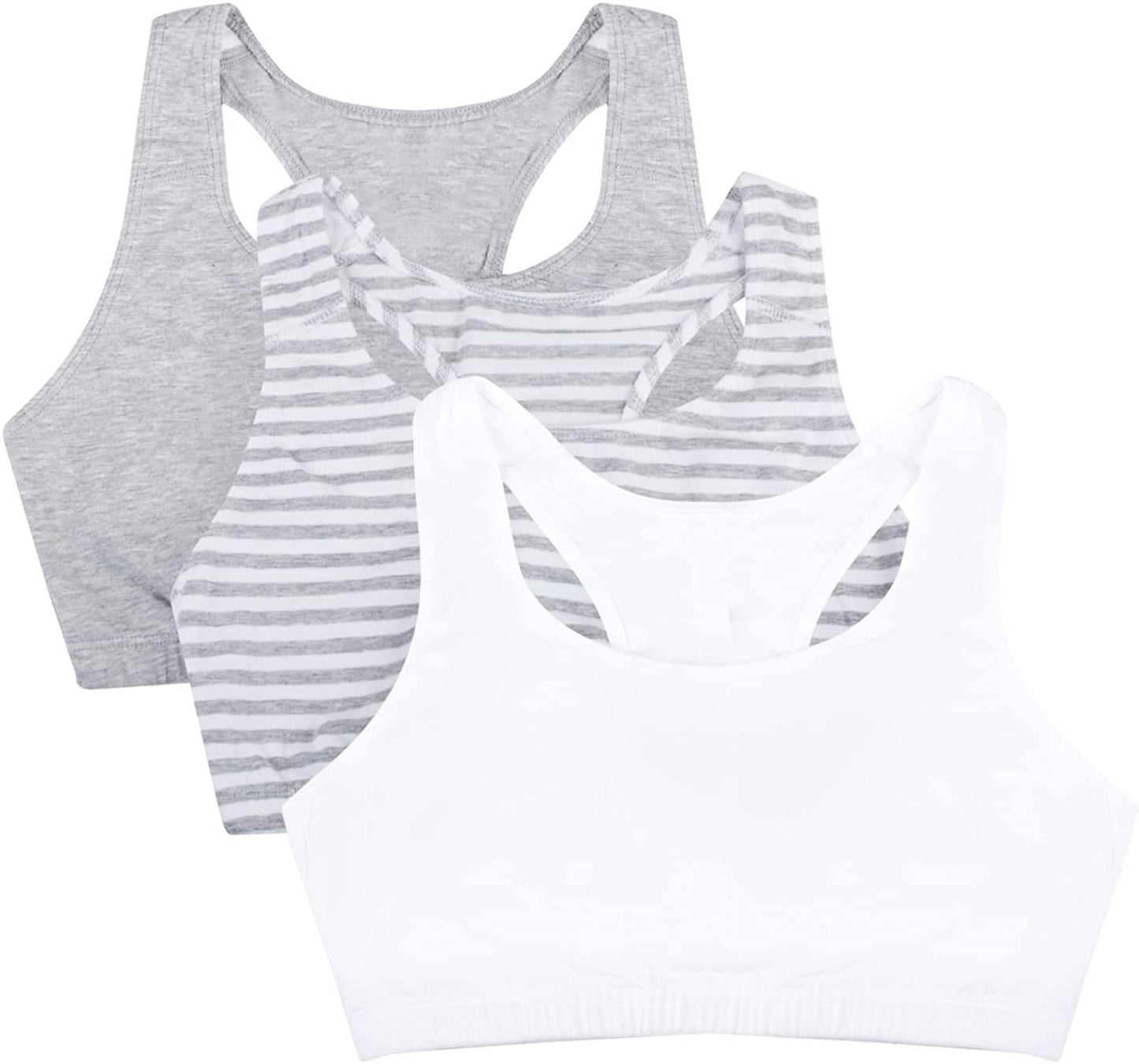 Women'S Built up Tank Style Sports Bra Skinny Stripe/White/Heather Grey / 44