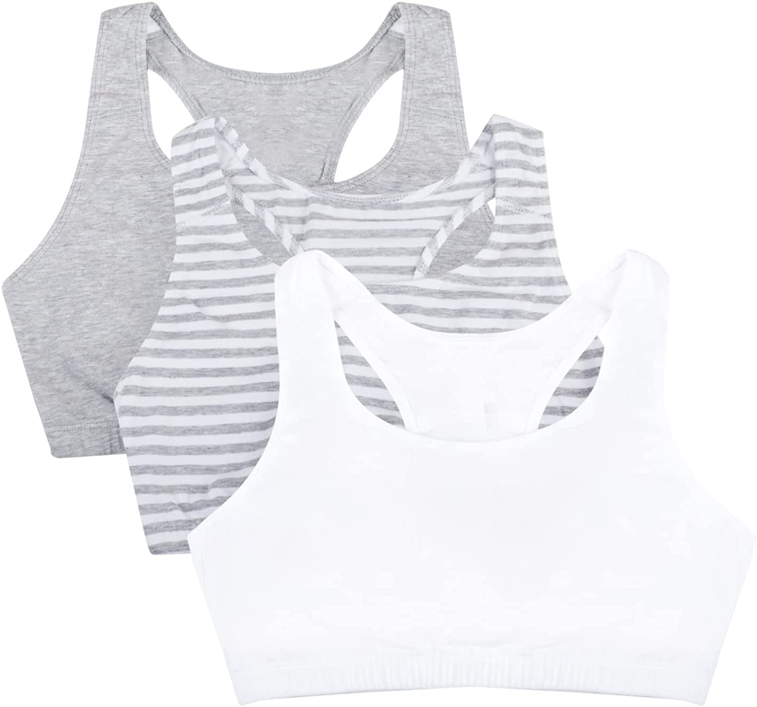 Women'S Built up Tank Style Sports Bra Skinny Stripe/White/Heather Grey / 44