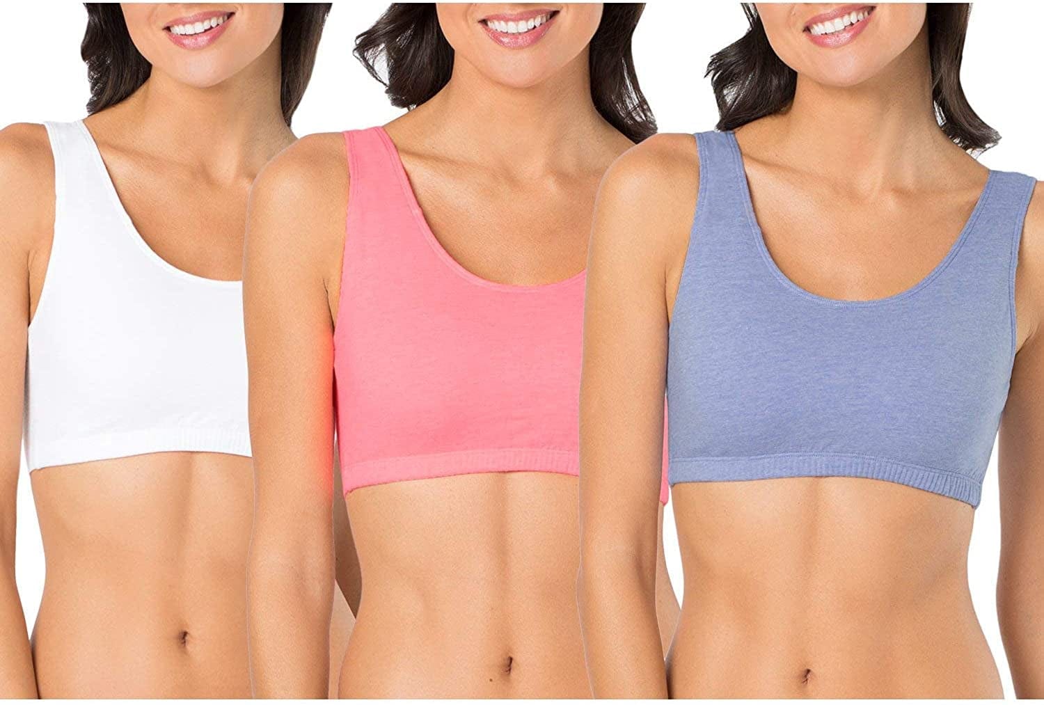 Women'S Built up Tank Style Sports Bra Heather Blue/Popsicle Pink/White / 34