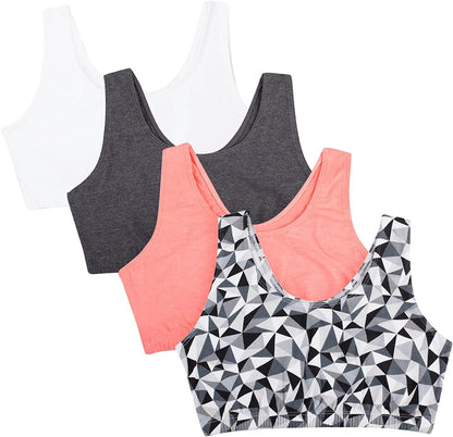 Women'S Built up Tank Style Sports Bra Value Pack Kaleidescope/Charcoal Heather/Punchy Peach/White / 40