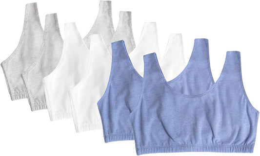 Women'S Built up Tank Style Sports Bra Value Pack Heather Blue/White/Heather Grey/Heather Blue/White/Heather Grey 6-pack / 40