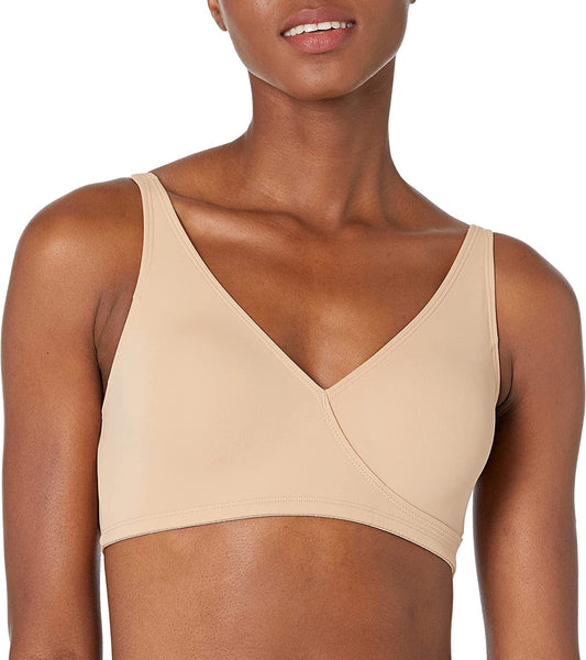 Women'S Butterknit Wrap Bra with Removable Pads Beige / 3X
