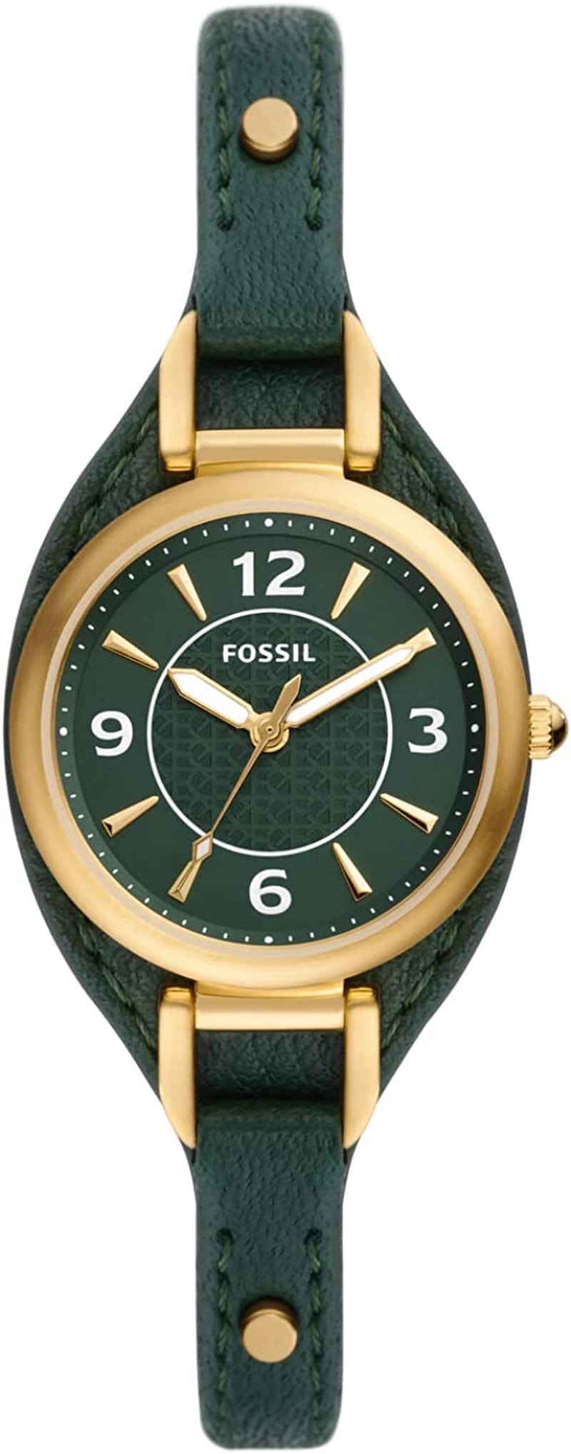 Women'S Carlie Mini Quartz Stainless Steel and Leather Watch Gold/Green Cuff