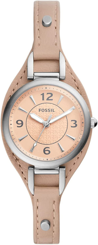 Women'S Carlie Mini Quartz Stainless Steel and Leather Watch Silver/Cream Cuff