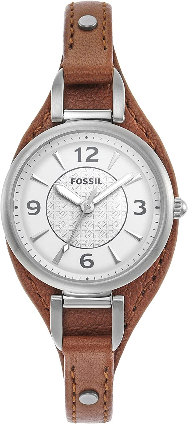 Women'S Carlie Mini Quartz Stainless Steel and Leather Watch Silver/Brown Cuff