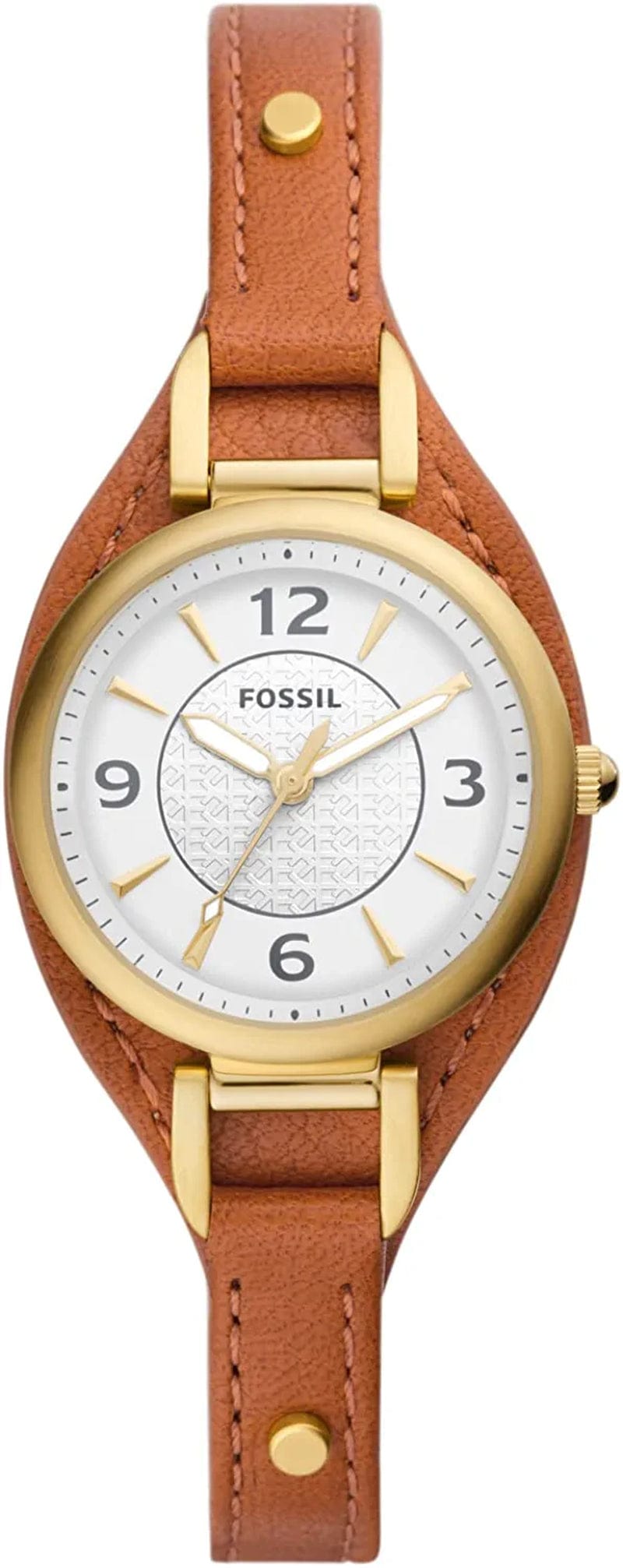 Women'S Carlie Mini Quartz Stainless Steel and Leather Watch Gold/Brown Cuff