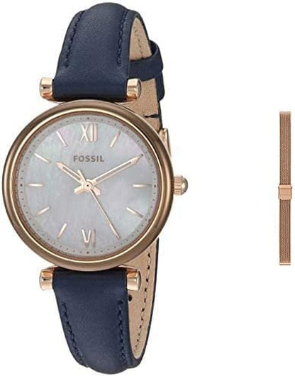 Women'S Carlie Mini Quartz Stainless Steel Dress Watch Navy + Rose Gold Mesh