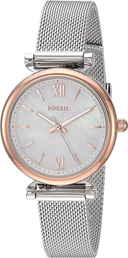 Women'S Carlie Mini Quartz Stainless Steel Dress Watch Rose Gold/Silver Mesh