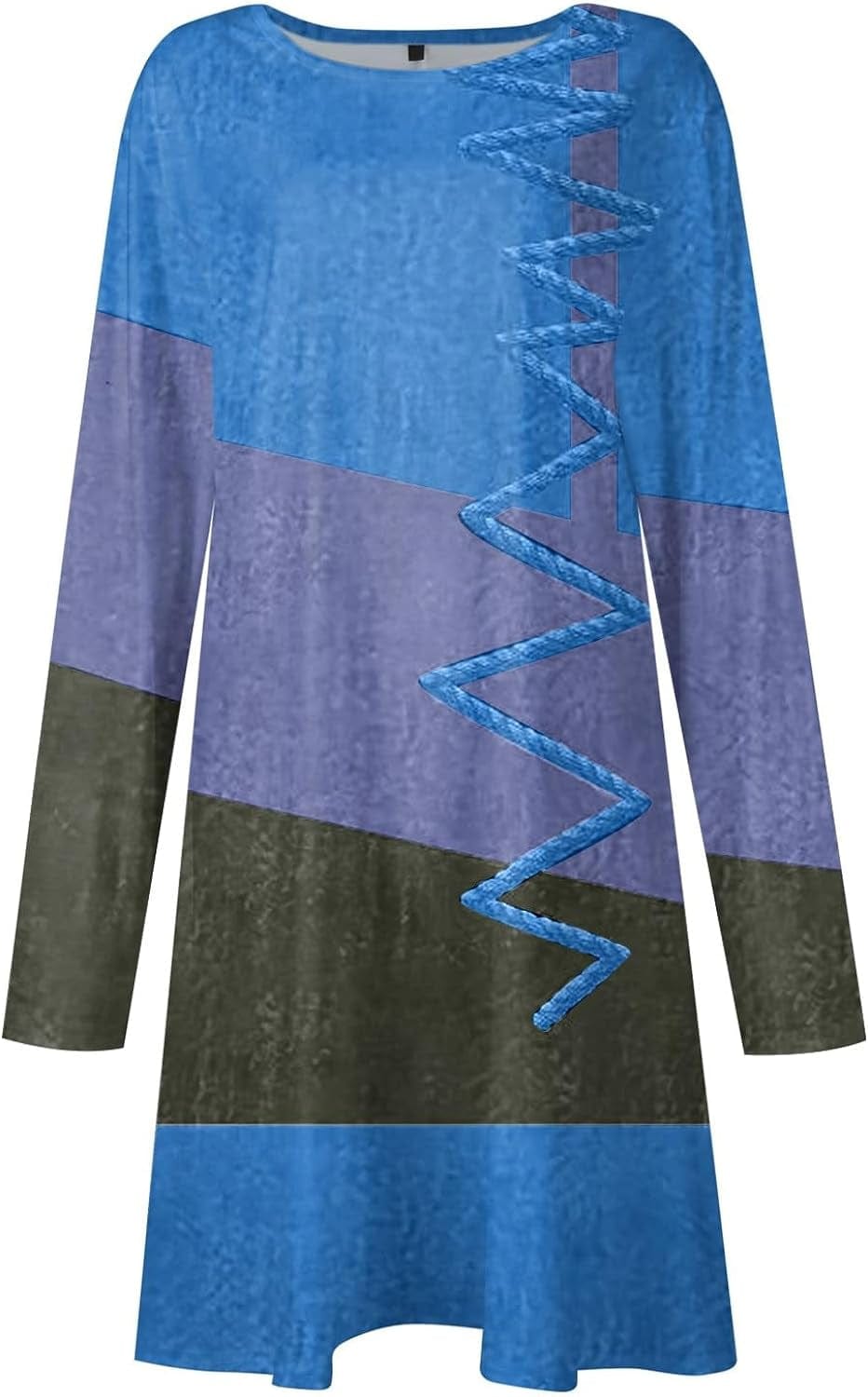 Women'S Christmas Dresses 2023 Fashion Casual Printed round Neck Pullover Loose Long Sleeve Dress