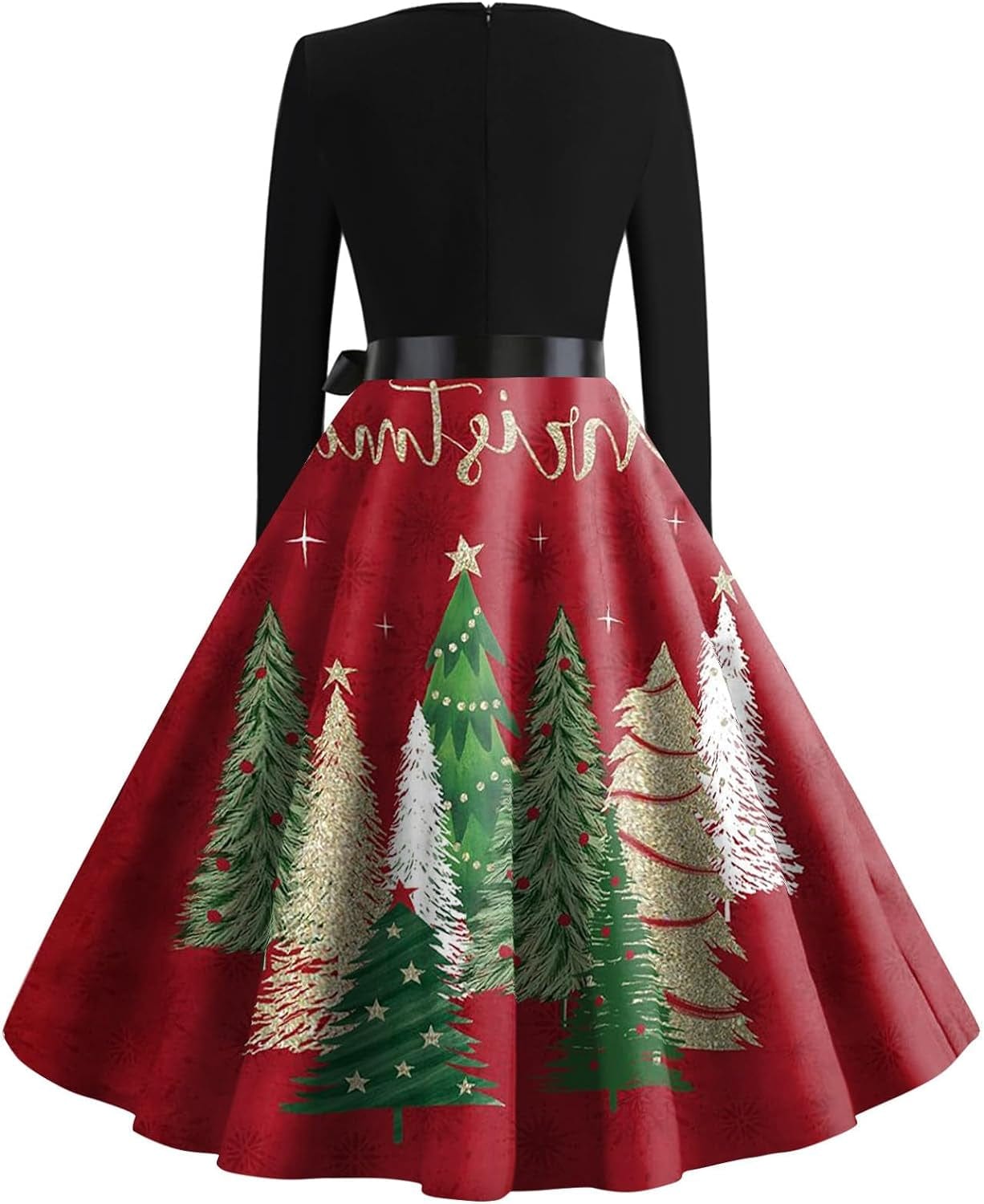 Women'S Christmas Dresses Vintage Casual Fashion round Neck Long Sleeve Printed Dresses, S-2XL