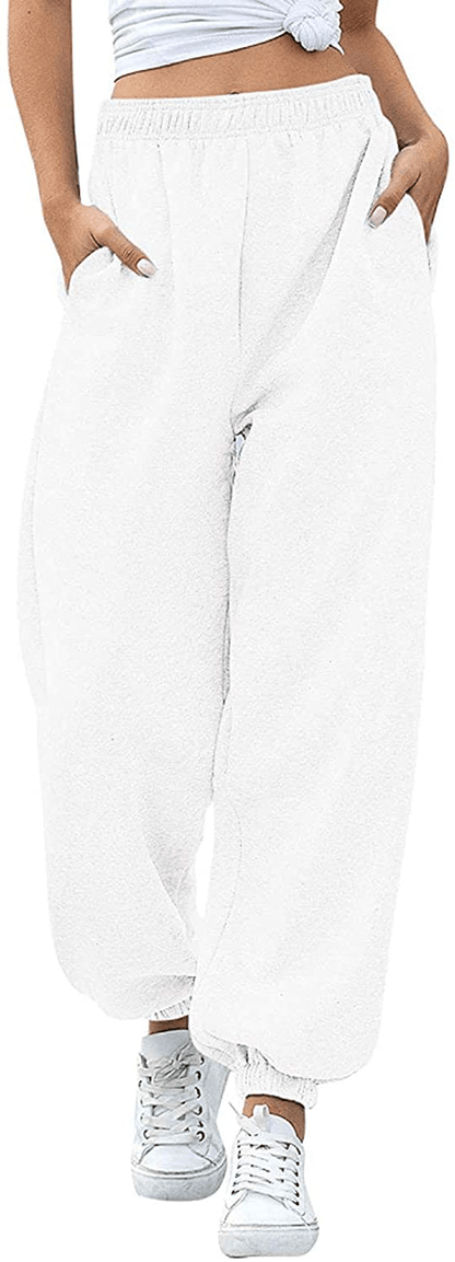 Women'S Cinch Bottom Sweatpants Pockets High Waist Sporty Gym Athletic Fit Jogger Pants Lounge Trousers Apparel & Accessories > Clothing > Activewear Kylie Max   