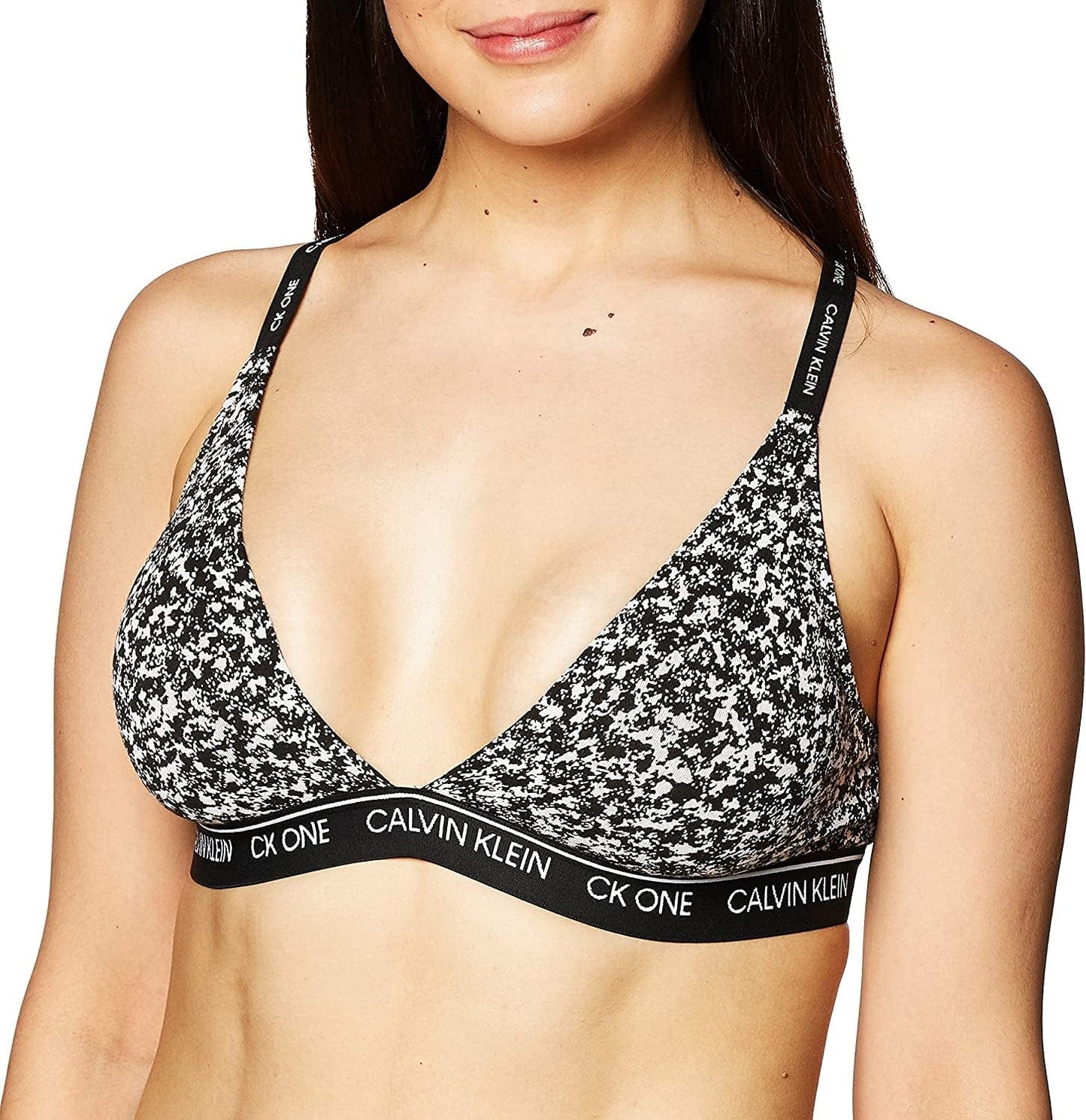 Women'S Ck One Cotton Lightly Lined Triangle Bralette Composition Print / Large