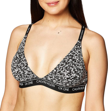 Women'S Ck One Cotton Lightly Lined Triangle Bralette Composition Print / Large
