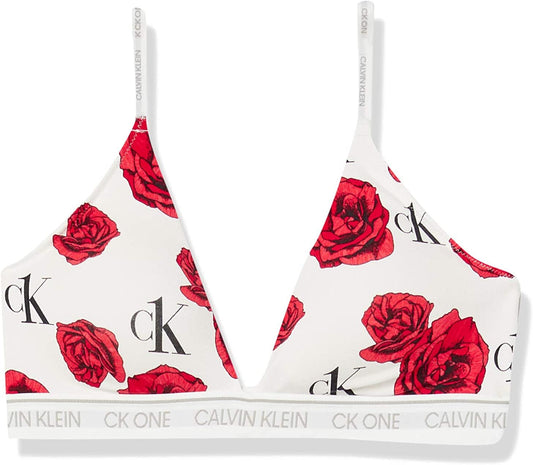 Women'S Ck One Cotton Lightly Lined Triangle Bralette Charming Roses Print / Small