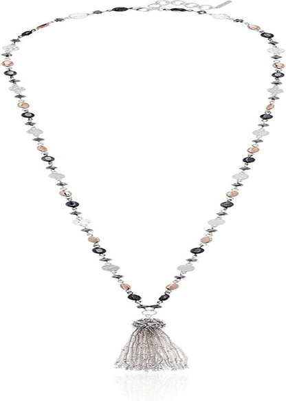 Women'S Classics Beaded Tassel Pendant Necklace, 36" L