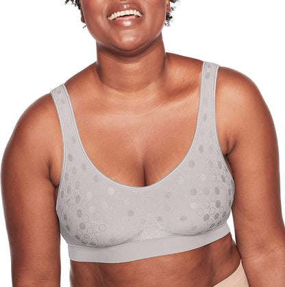 Women'S Comfort Revolution Full-Coverage Wireless Bra, Foam Wirefree T-Shirt Bra, DF3488 Crystal Grey Pattern / Small