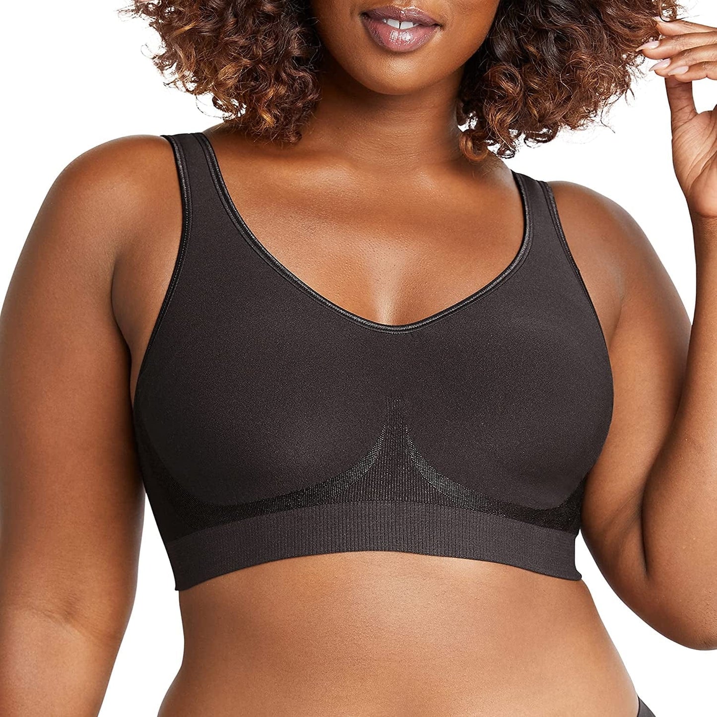 Women'S Comfort Revolution Full-Coverage Wireless Bra, Foam Wirefree T-Shirt Bra, DF3488 Black / Small