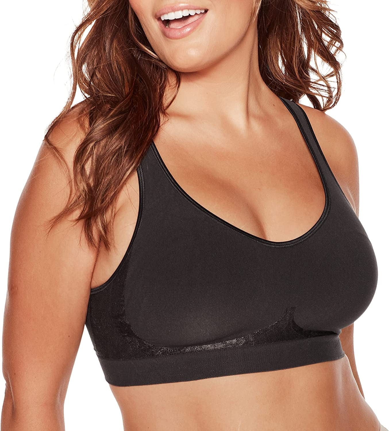 Women'S Comfort Revolution Full-Coverage Wireless Bra, Foam Wirefree T-Shirt Bra, DF3488 Black Tropic / 3X-Large