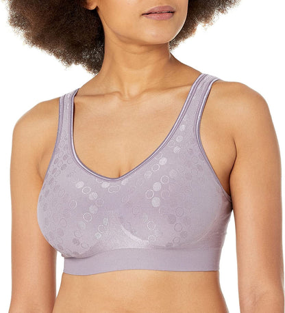 Women'S Comfort Revolution Full-Coverage Wireless Bra, Foam Wirefree T-Shirt Bra, DF3488 Perfectly Purple Dot / Small