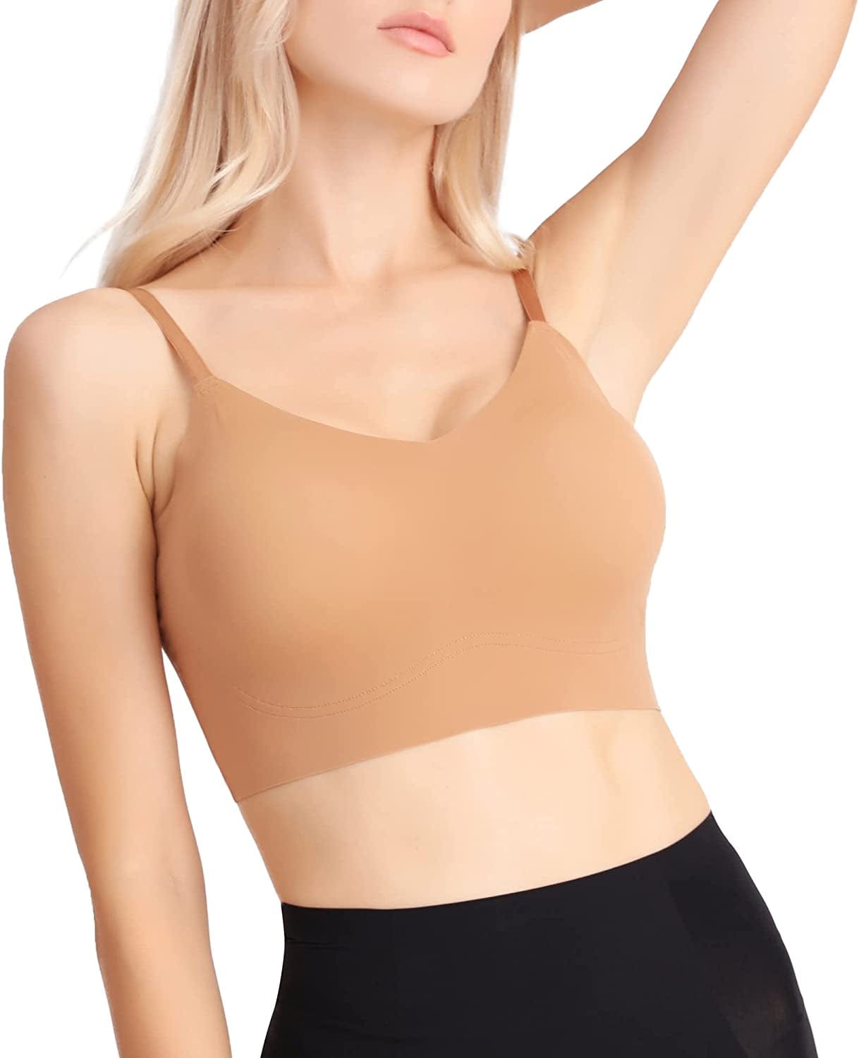 Women'S Comfortable No Steel Ring No Trace Wireless Triangle Bra V-Neck Soft and Light Bra Bronzed / X-Large