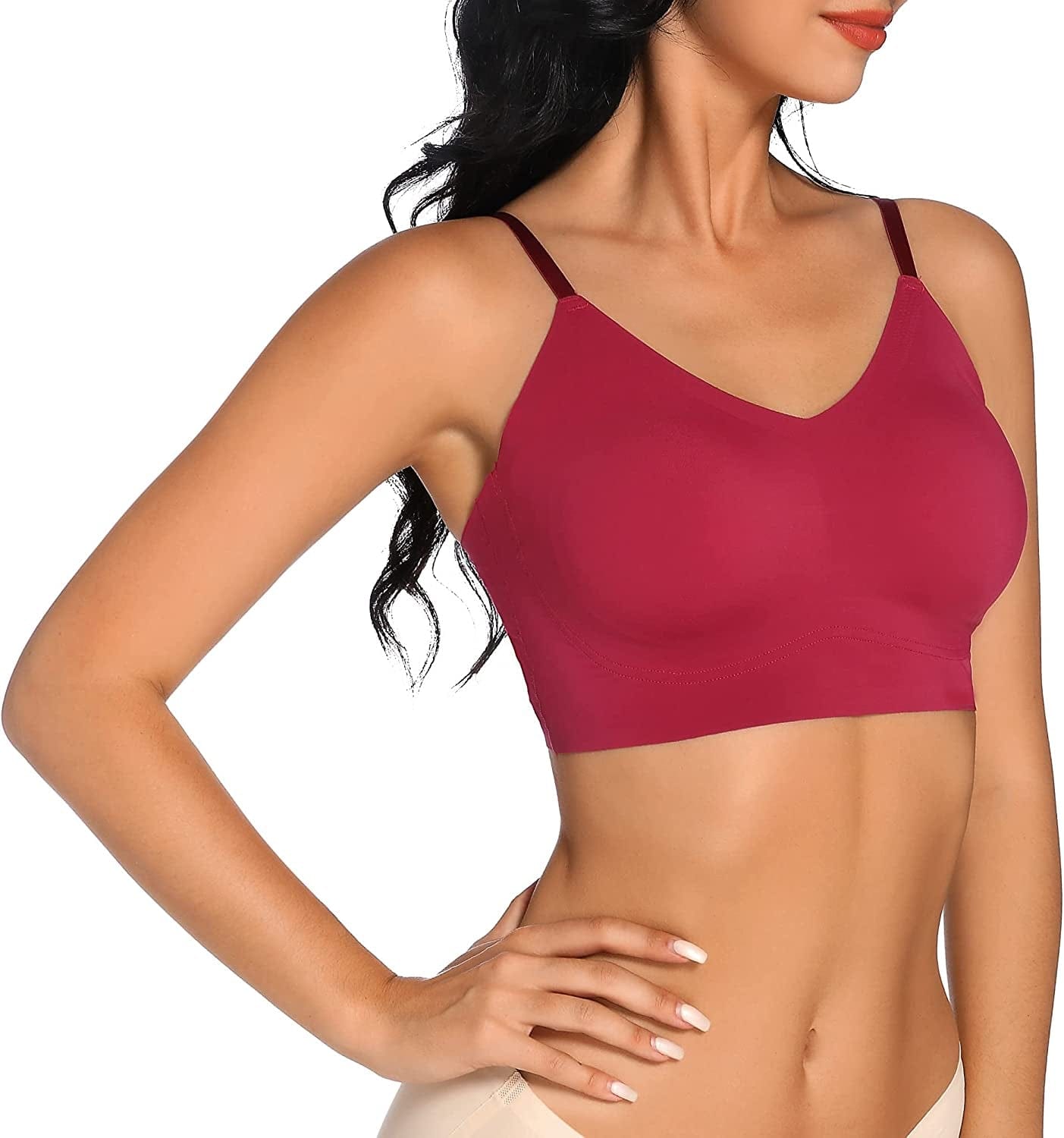Women'S Comfortable No Steel Ring No Trace Wireless Triangle Bra V-Neck Soft and Light Bra