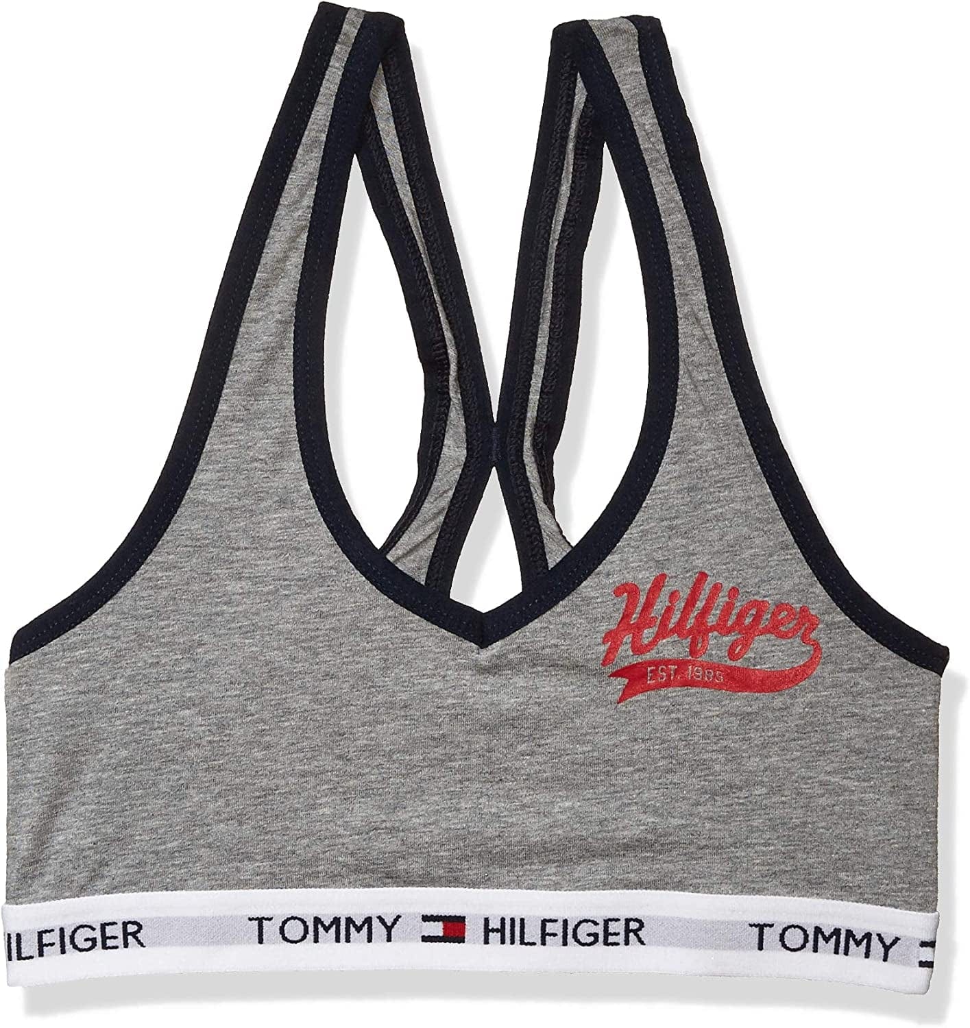 Women'S Cotton Lounge Bralette Bra Baseball Style Hilfiger Placement Heather Grey / Large