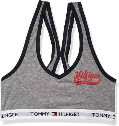 Women'S Cotton Lounge Bralette Bra Baseball Style Hilfiger Placement Heather Grey / Large